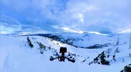 This amazing footage shows a super fast drone barrelling through snowy mountains capturing incredible scenic views.