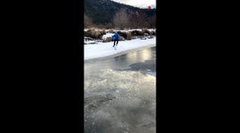'Canadian Man Slips While Skating on Thin Ice'