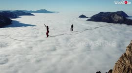 'Drone Footage of Highliners Dancing on Clouds... Literally!'