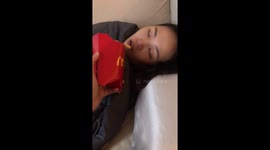 Fries! Montreal girlfriend gets sweetly woken up with McDonald's fries by awesome boyfriend