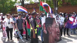 Burmese in Thailand protest against military coup in Myanmar