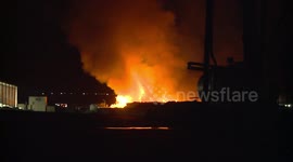 Firefighters battle hay fire at dairy farm in San Jacinto, California