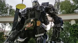 This giant robot in Malaysia is made entirely of scrap metal
