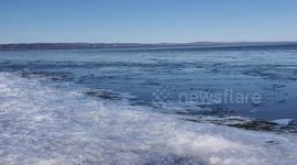 SOUND ON: Mesmerising footage shows ice breaking up on shore of Lake Superior