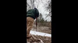Texas farmer blasts holes in ice to free water for farm animals