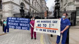 Protest outside Downing Street over government's controversial 1% pay rise plan for NHS staff