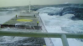 Ship battles monster waves as storm hits Bay of Biscay