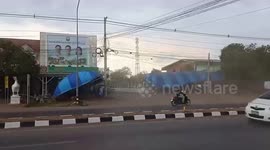 Powerful gale blows roadside stalls in northeastern Thailand