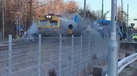 Watch moment train derails after slamming into bus in Goteborg, Sweden