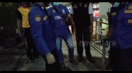 Evacuation of pythons goes to the Cangkareng Urban Village office, West Jakarta, Indonesia