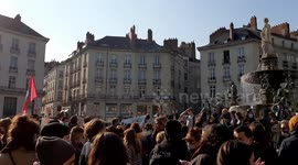 Feminists gather in Nantes France on Women's day