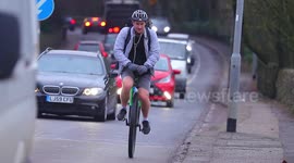 Dedicated cyclist commutes to work by unicycle in Leeds