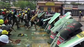 Protesters in Myanmar hold training drill to prepare them for clashes against police