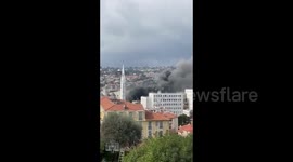 Firefighters battle warehouse fire in Nice, France