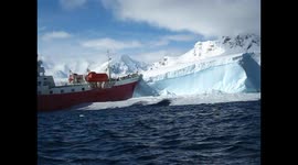 Antarctic iceberg crashes into sea after powerful collision with ship
