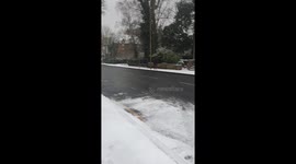 Snow in February 2021 in Crystal Palace, UK. Walking to work during lockdown