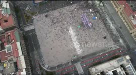 Drone footage of protest in Zocalo, Mexico City