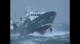 Terrifying footage shows fishing ship battered by huge 50-foot waves near Ireland