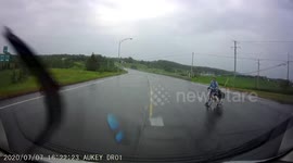 Reckless cyclists nearly gets hit on a 90km/h+ road