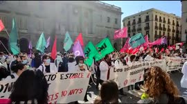 Healthcare workers protest in Barcelona to demand better working conditions during Covid19