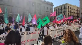 Healthcare workers protest in Barcelona to demand better working conditions during Covid19