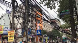 It's crazy! Power lines are tangled like