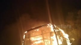 Live Video of Burning Bus in Sri Ganganagar in Rajasthan