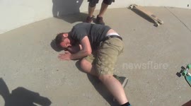 Horrible longboard faceplant in Santa Monica, LA