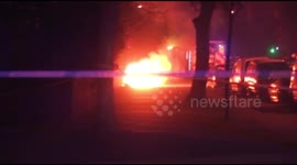 Fireball erupts from pavement in Peckham, London, UK