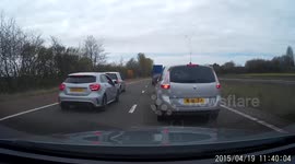 Driver takes revenge on 'idiot' driver on M58 in Merseyside, UK