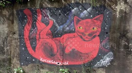 Colourful graffiti in Kuching,Malaysia
