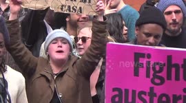 'Yuppies out' protests in Brixton, London, UK