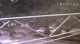 SUV smashes car into China road barrier