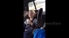 Toddler falls asleep while eating ice cream