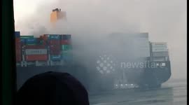 Container ship burns off Egypt coast