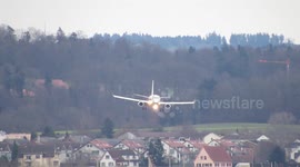 Passenger jet struggles with Zurich wind