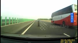 Loose tyre causes chaos on Chinese highway