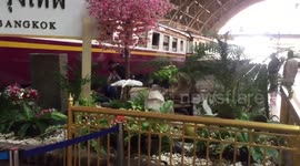Train driver loses control and crashes into metal barrier at Bangkok station