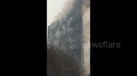 Huge fire engulfs 26-storey building in Shijiazhuang, China