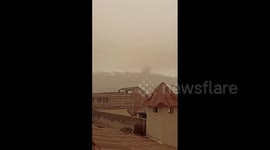 Ash clouds from Sangay volcano eruption darken sky in Ecuador