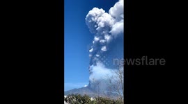 Large plume of smoke rises from erupting Mount Etna