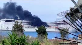 Huge fire breaks out on cruise ship off coast of Corfu, Greece