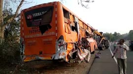 2 dead, 27 injured after passenger bus falls off culvert in central India