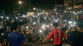 Night protest in Yangon, Myanmar