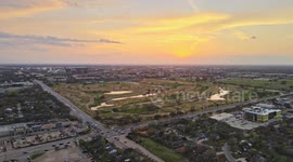 A Gentle Sunset Filmed by Drone Over Texas A&M University, College Station, Texas