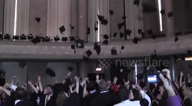 Graduation hat toss ... Tossing graduation caps in the air - Montreal university