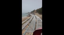Riding a rail bike around the beach