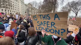 Protesters march from Scotland Yard to Parliament Square for Sarah Everard