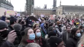 Crowd chant at Parliament Square protest for Sarah Everard after last night's police crackdown