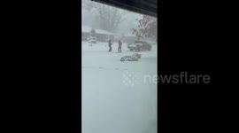 US: Little Bit Of Snow Fun During Strong Snowstorm In Colorado